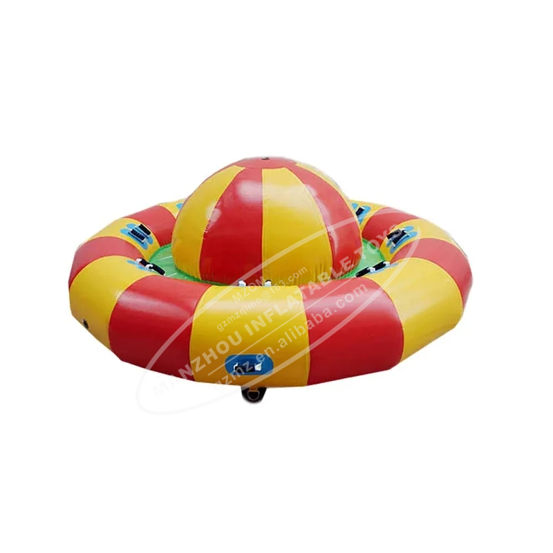 Summer Funny Exciting Inflatable Rotating Water Toys Disco Boat Towable Tube inflatable UFO Boat For Water Entertainment