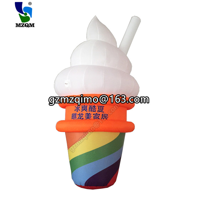 Inflatable Ice cream model with lighting bubles for advertisement inflatable ice cream cone balloon  with free air blower