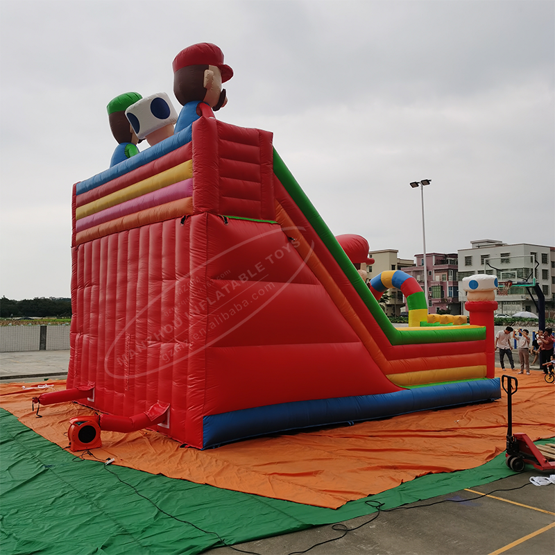 Super Mario Cartoon Character Inflatable Playground Bounce Dry Slide Bouncy House Combo Bouncer For Kids