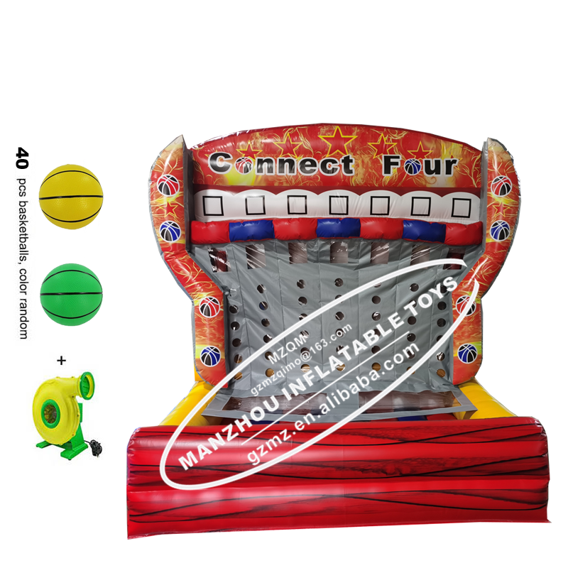 Commercial inflatable basketball connect 4 stand game in a row whit Inflatable Shoot