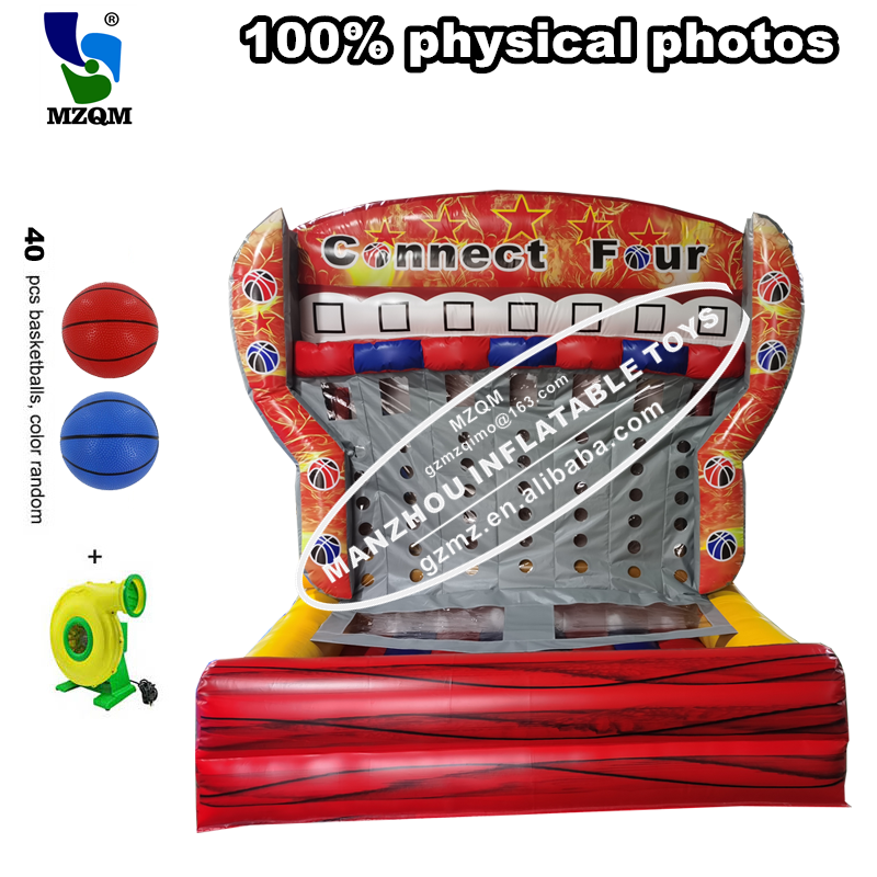 Commercial inflatable basketball connect 4 stand game in a row whit Inflatable Shoot