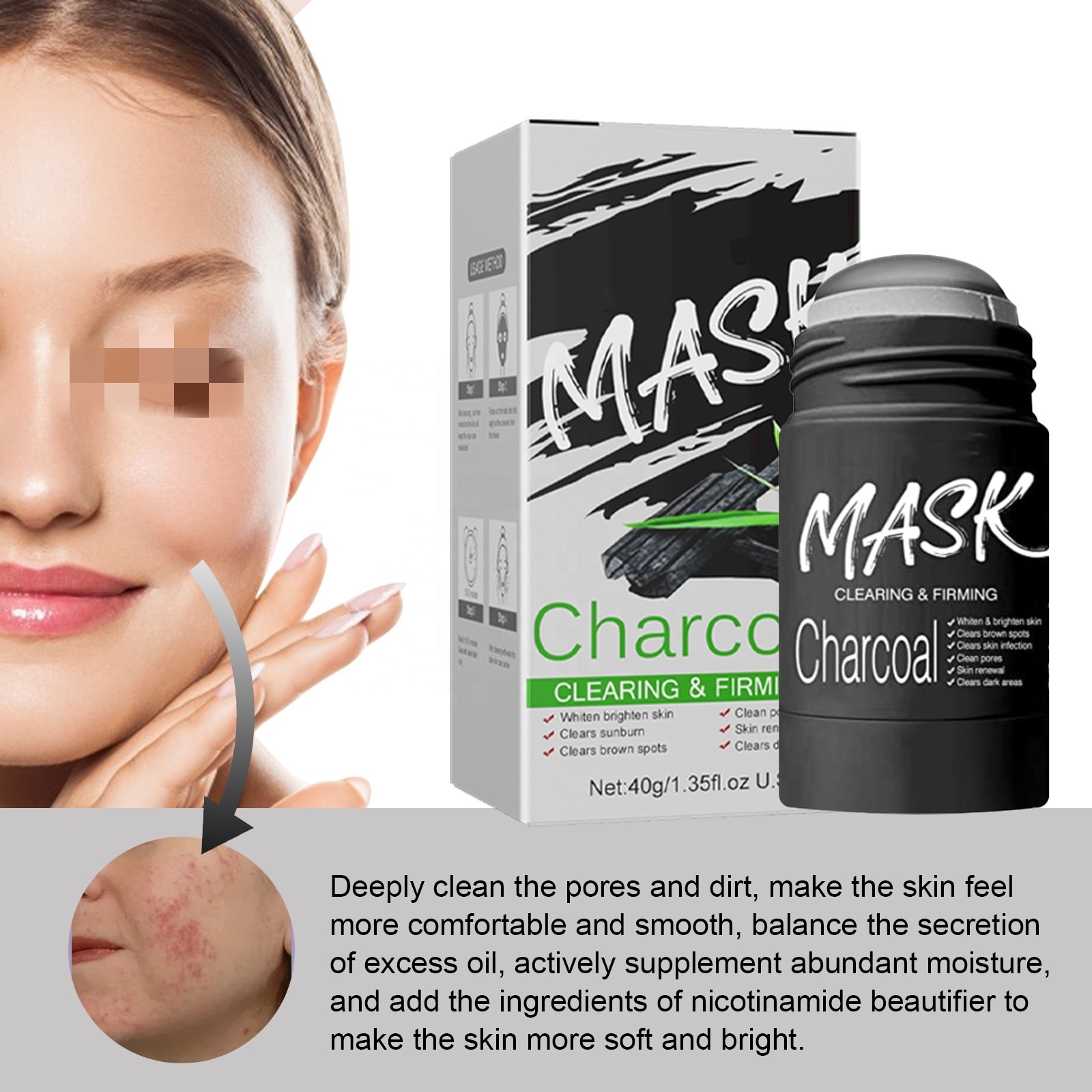 Wholesale Charcoal Mask Stick Eggplant Mud Facial Mask Stick Vitamin C Deep Cleansing Clay Mask