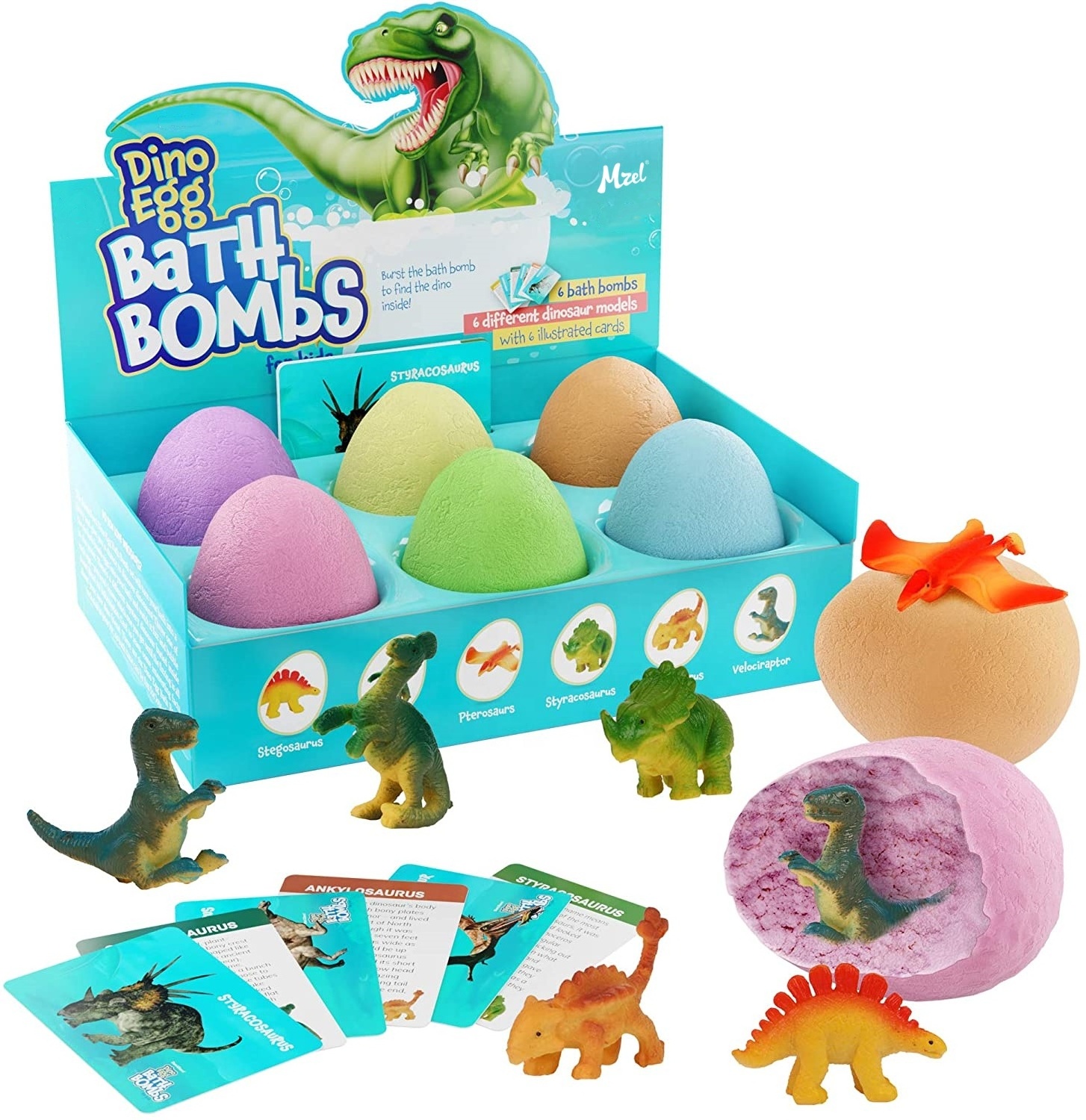 Private Label Fizzy SPA Dinosaur Egg Bath Bombs for Kids with Surprise Toy Inside Bath Bomb Gift Set