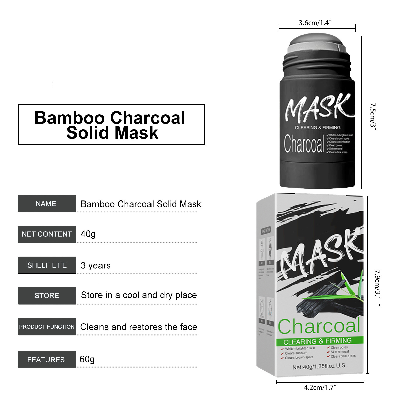 Wholesale Charcoal Mask Stick Eggplant Mud Facial Mask Stick Vitamin C Deep Cleansing Clay Mask