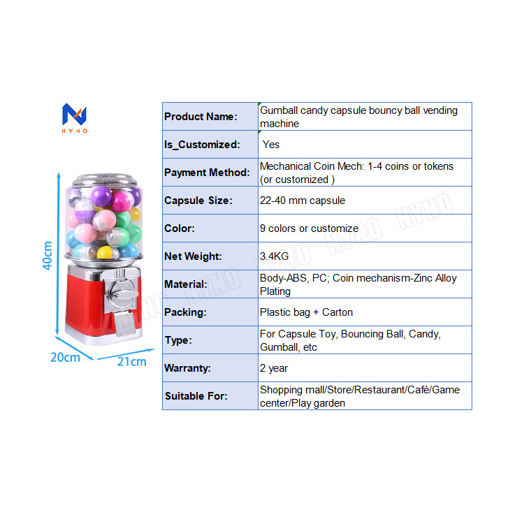 Custom gumball dispenser toy bouncy ball capsule vending machine mechanical bulk gumball vending machines