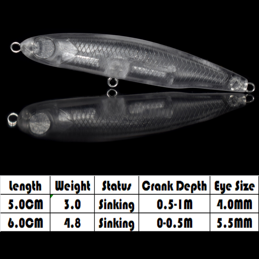 Chan's Huang High Quality 1.96INCH 3G Artificial Bait Sea Sinking Minnow DIY Small Unpainted Mini Pencil Fishing Lure Blanks