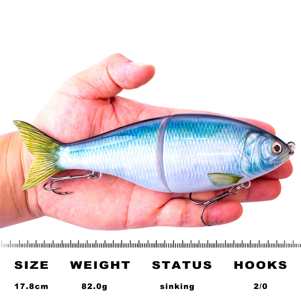 Chan's Huang 2 Sections Fishing Lures 17.8CM 82G Hard Body Fish Tackle Handmade Artificial Bait New Glide Multi Jointed Swimbait