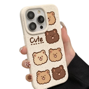 Biodegradable Eco-Friendly Wheat Straw Cartoon Teddy cellphone Case naturliche Handyhulle Recyclable for Iphone 12 13 Pro Max