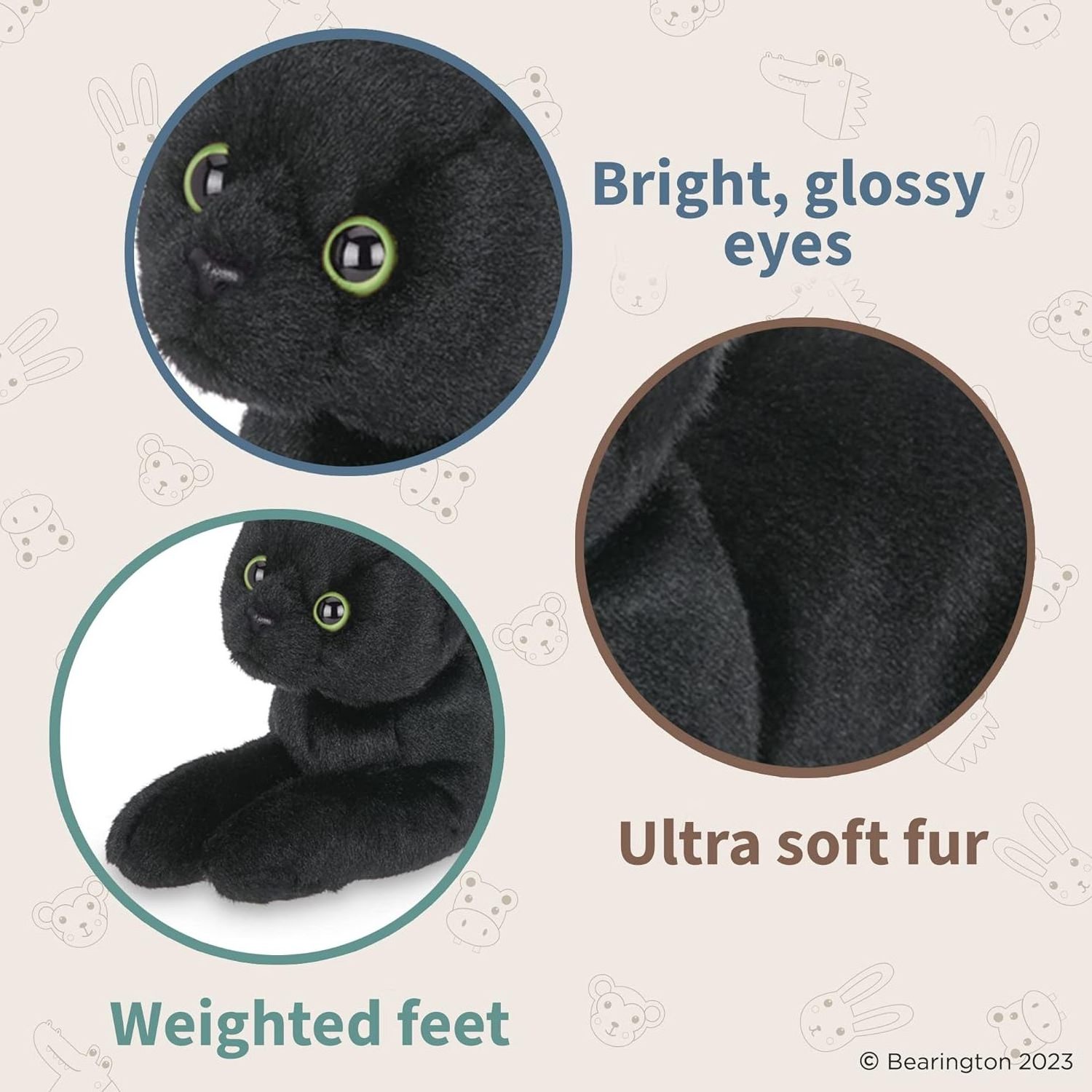 Stuffed Animal Realistic Black Cat Plush Toy Soft Kitten Stuffed Animal Black Cat Plushie for Home Decor Animal Collection