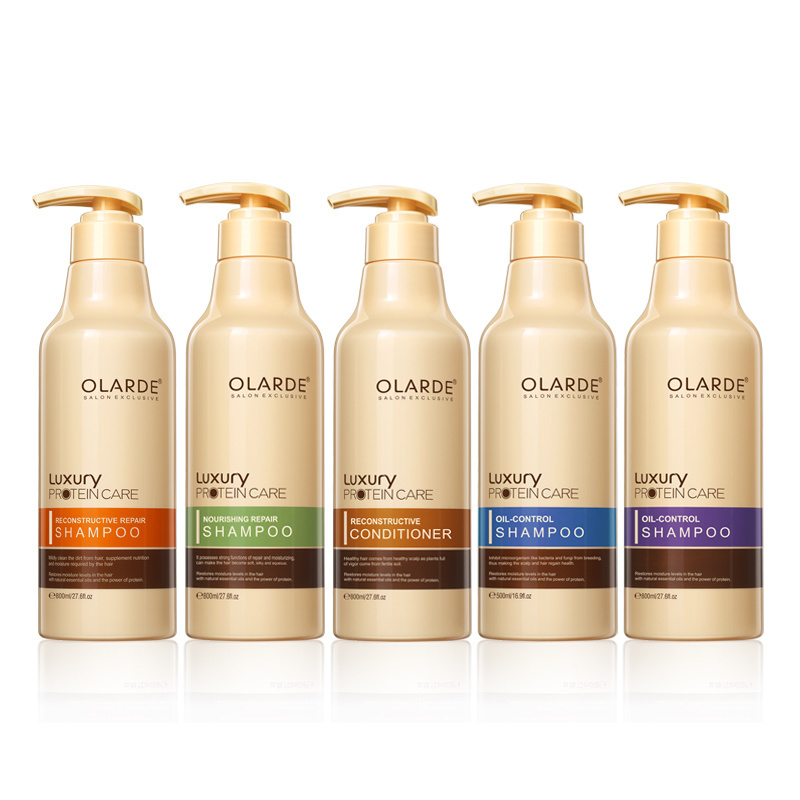 OLARDE organic shampoo private label keratin protein repairing oil control multi-functional hair care salon shampoo