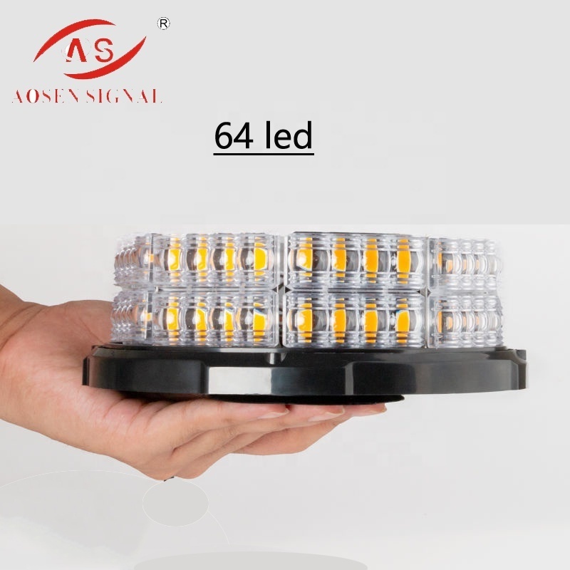 Wireless 64LED Rechargeable Strobe Flashing Beacon Light With Magnetic Base