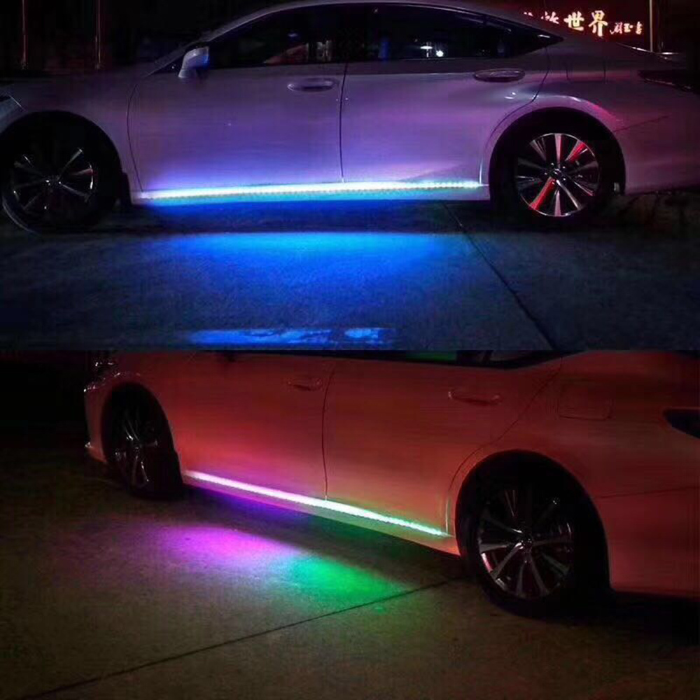 Car Ambient Light With Cigarette Lighter Rgb LED Flash Lamp Strip Remote Auto Decorative Door Streamer Atmosphere Lights