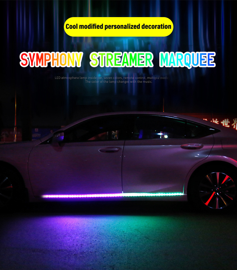 Car Ambient Light With Cigarette Lighter Rgb LED Flash Lamp Strip Remote Auto Decorative Door Streamer Atmosphere Lights