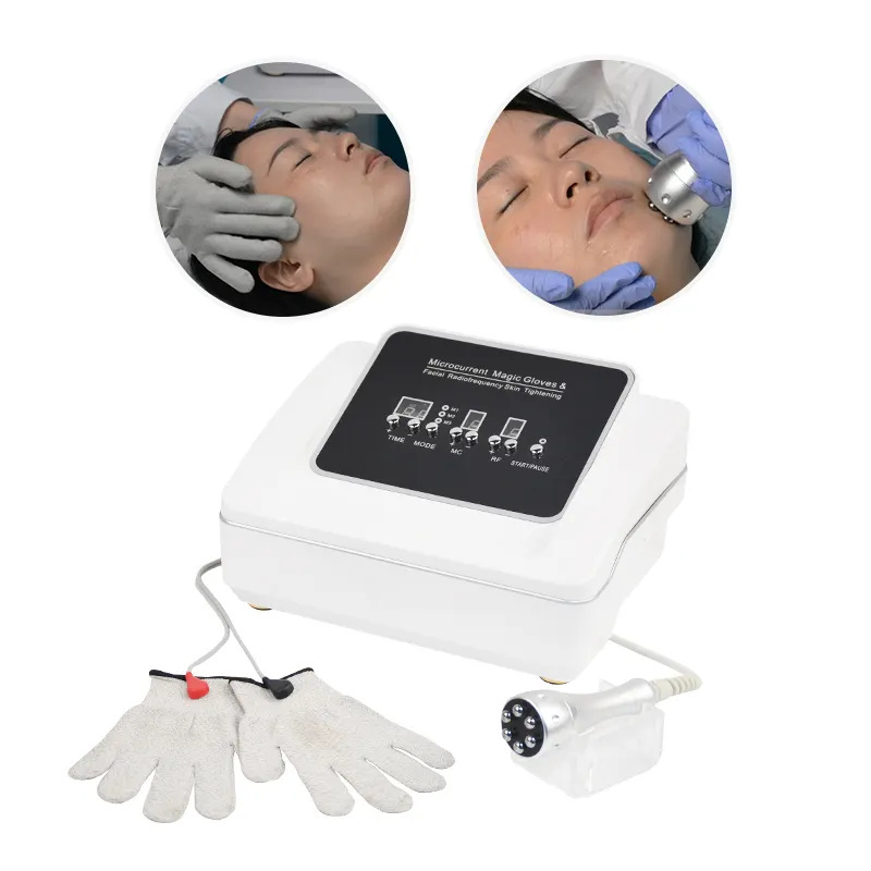 3 in 1 facial electrostimulator microcurrent facial toning device face lifting micro current galvanic gloves beauty machine