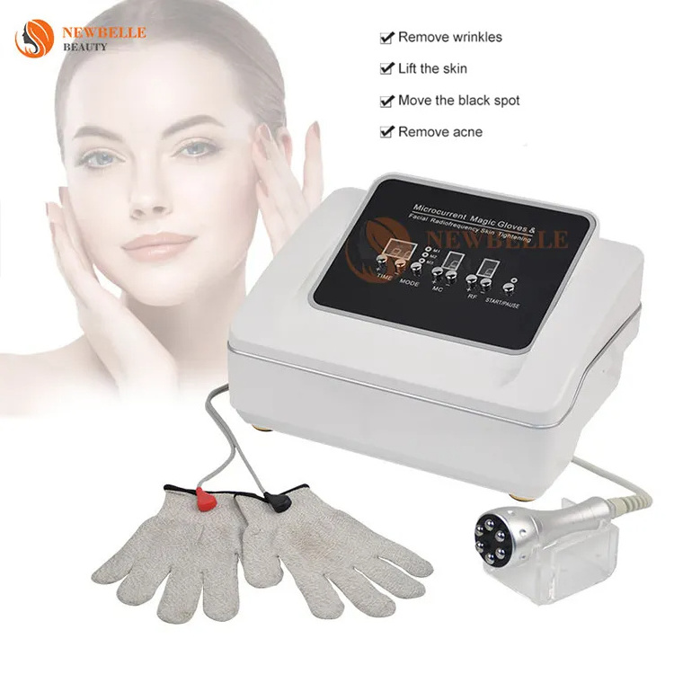 3 in 1 facial electrostimulator microcurrent facial toning device face lifting micro current galvanic gloves beauty machine