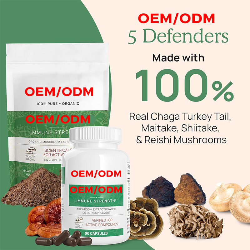 Non-GMO Organic Mushroom Extract,Shiitake, Maitake, Turkey Tail, & Reishi Mushroom Supplement for Brain,Vegan Capsules