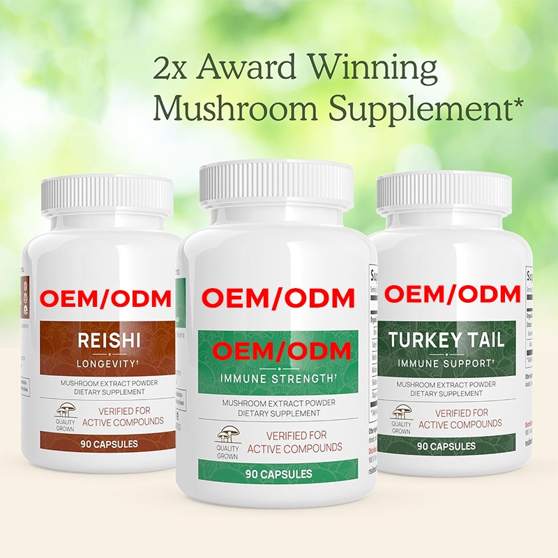 Non-GMO Organic Mushroom Extract,Shiitake, Maitake, Turkey Tail, & Reishi Mushroom Supplement for Brain,Vegan Capsules