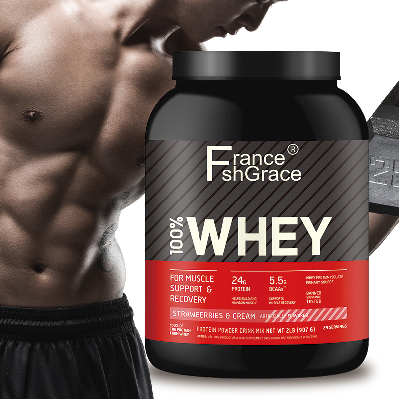 Private Labels Sports Supplement Gym Protein Powder Strawberry Cream Flavor Whey Body Building Protein Powder