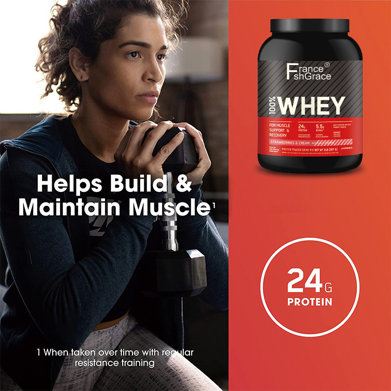 Private Labels Sports Supplement Gym Protein Powder Strawberry Cream Flavor Whey Body Building Protein Powder