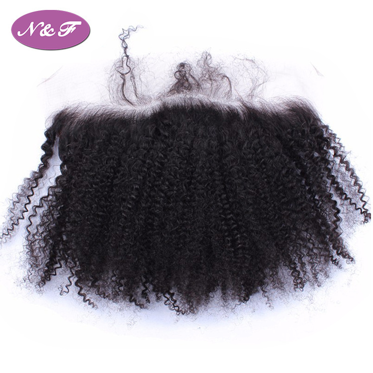 YF 13*4 Lace Frontal Closure Pre Plucked With Baby Hair Mongolian Afro Kinky Curly Natural Black Human Hair