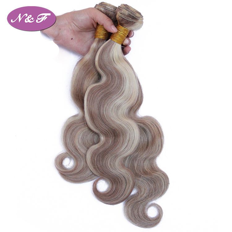 N&F Peruvian Remy Hair Piano Color P8/613 Body Wave Ombre Blonde Human Hair Weave Ash Brown Hair With Highlight