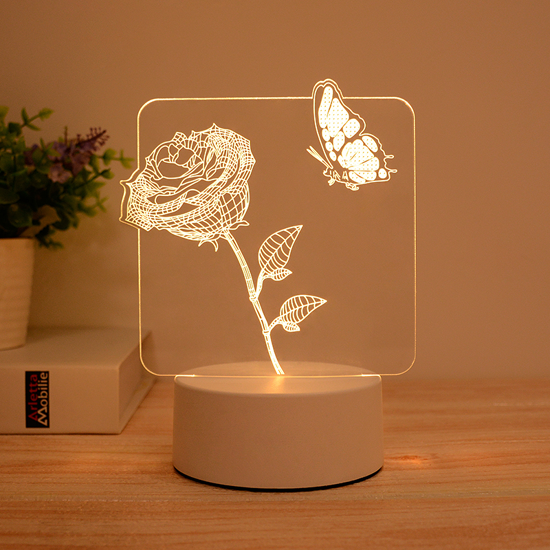 3d Illusion Led Lamps Creative Cartoon Mini Warm Acrylic Led Table Desk Lamp Decoration Night Lights