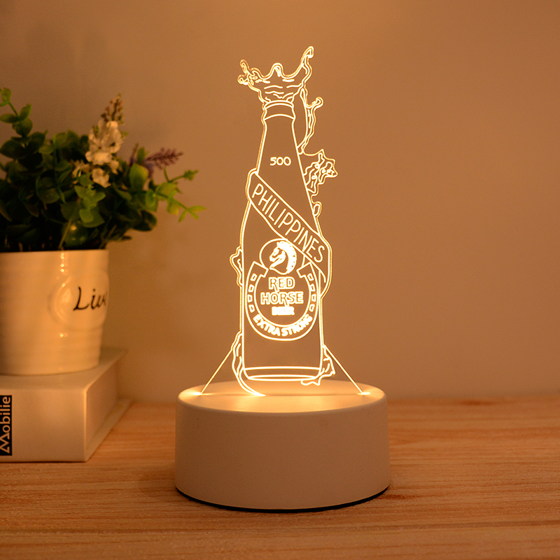 3d Illusion Led Lamps Creative Cartoon Mini Warm Acrylic Led Table Desk Lamp Decoration Night Lights