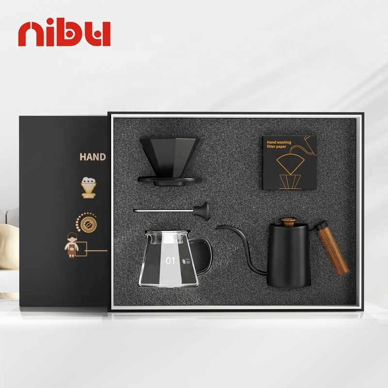 Nibu Coffee Set Glass Filter Cup Dripper Tea Sets Hand Drip Kettle Pour Over Coffee Maker Coffee Set