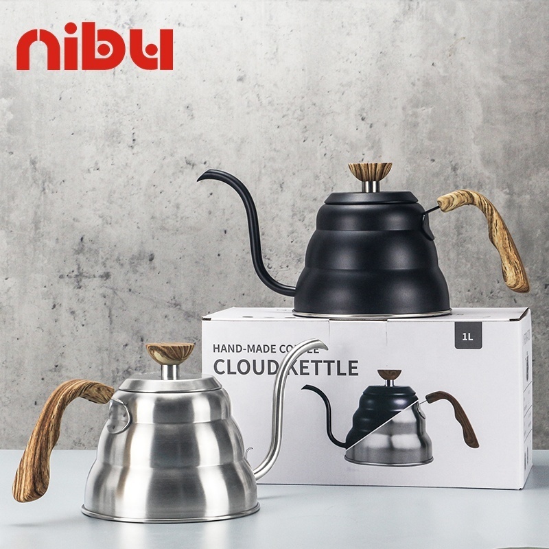 NIBU High Quality Stainless Steel Cloud Tea Drip Pour Over Pot With Thermometer Gooseneck Kettle Coffee Pot