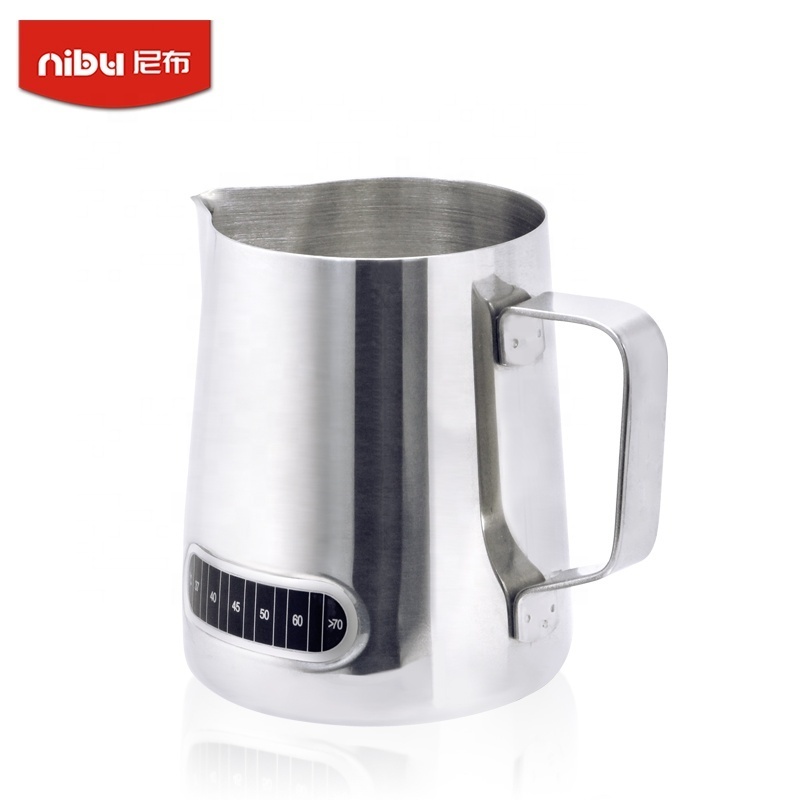 Wholesale Latte Art Coffee Pitcher Cup Set Thermometer Milk Jug Stainless Steel Pot Frothing Espresso Cappuccino Coffee Milk Jug