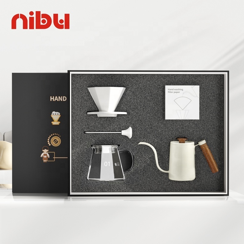 Nibu Coffee Set Glass Filter Cup Dripper Tea Sets Hand Drip Kettle Pour Over Coffee Maker Coffee Set