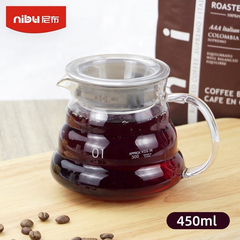 Nibu Glass Pour Over Coffee Maker Set Hand Drip Kettle Dripper Coffee Server 600ml Coffee Pot Set