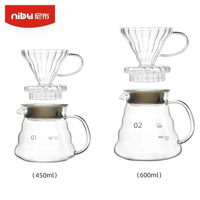 NIBU Barista Tool Glass V Shape Pour Over Coffee Maker Cone Dripper Cup Stand Coffee Filters