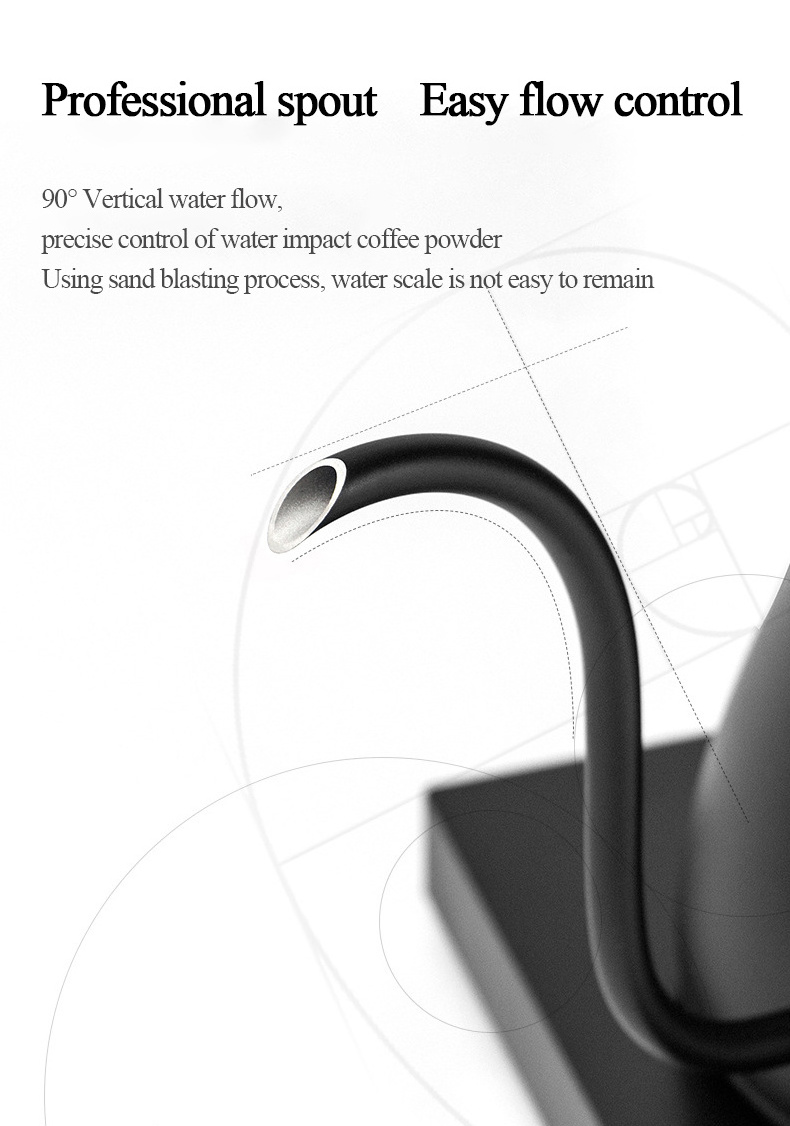 Travel Hand Drip Kettle 600ML Electric Kettles Pour Over Pot Gooseneck Coffee Kettle With Temperature