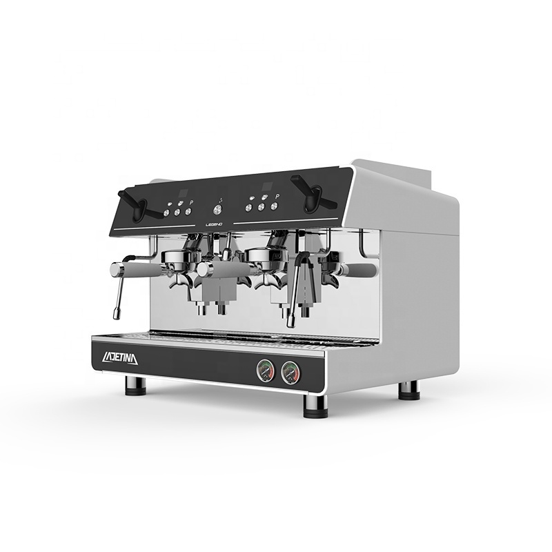 Commercial Cafe Black Italian Double Group Coffee Machine 2 Heads Semi Automatic Espresso Machine