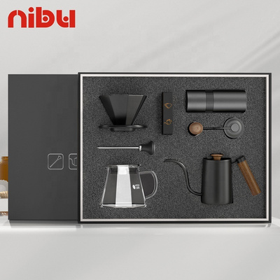 Nibu Luxury Coffee Tools Gift Box Pour Over Coffee Maker Kit Hand Dripper Glass Server Coffee Set