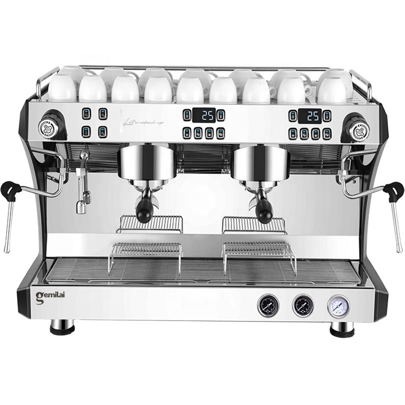 Nibu Commercial Coffee Shop Equipment Italian Semi Automatic Espresso Maker Double Head Coffee Machine