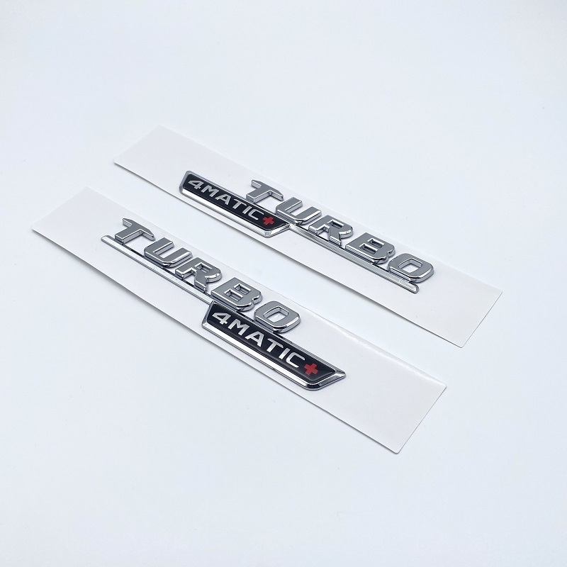 AMG TURBO 4MATIC 3D Car Badge ABS Auto Emblems Embossed Metal Sticker For Mercedes-Benz