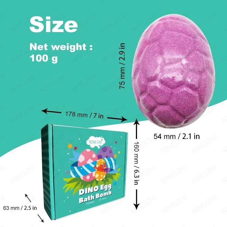 Rich foam 6 pack Bath Salt Surprise toys Inside Kids Natural Vegan Ingredients Easter Dinosaur Egg Child Bath Bombs