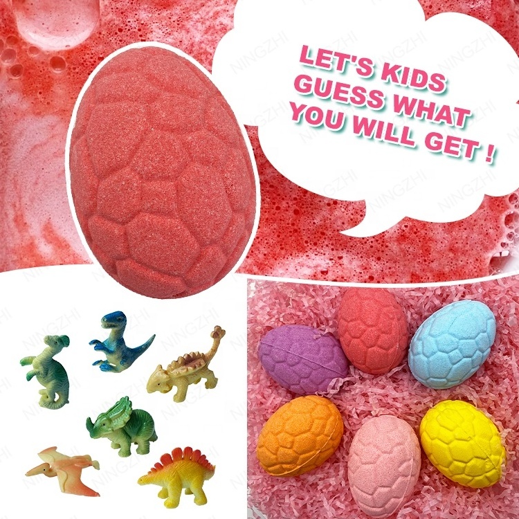 Rich foam 6 pack Bath Salt Surprise toys Inside Kids Natural Vegan Ingredients Easter Dinosaur Egg Child Bath Bombs