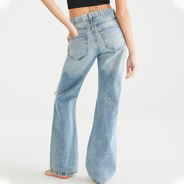 NVFelix 90's Vintage Ripped Hollow Out Casual Wide Leg Denim Pants With Holes Women Jeans