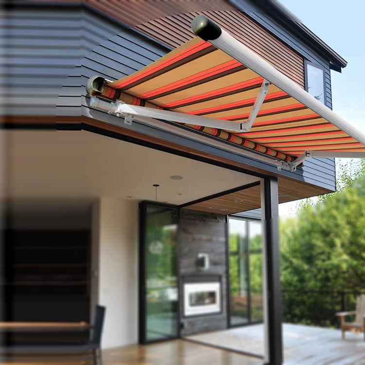 Half cassette retractable aluminum sunshade automatic waterproof pergola awning  for terrace roof