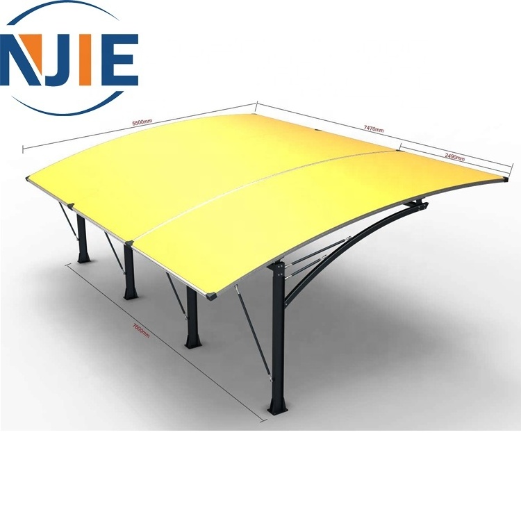 2021 Newest design free standing aluminum cantilever carport for cars with 1050g PVDF membrane