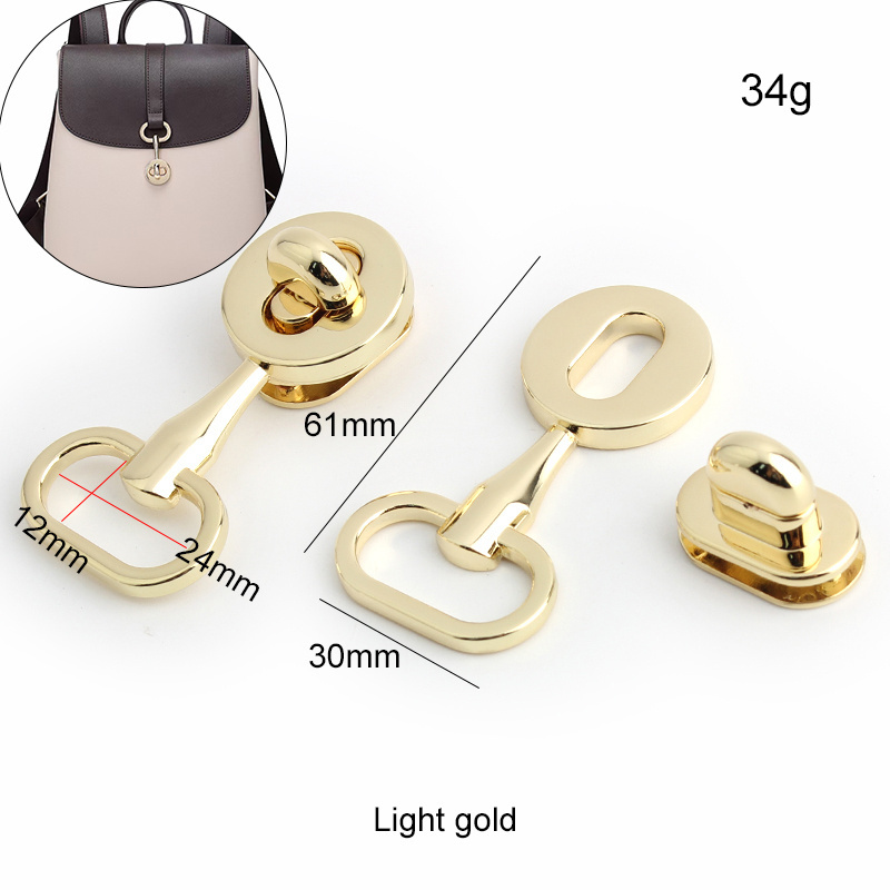 Nolvo World 30*61mm New Metal Clasp Handbag Clasp Design Decorate Turn Lock Accessories Press Lock Hardware For Women Bags