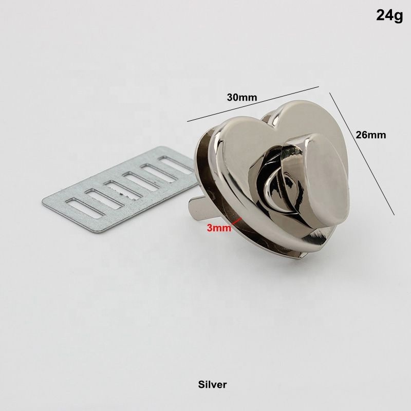 Nolvo World Metal Zinc Alloy Custom Fashion Round Leather Turn Bag Lock Hardware Closure Heart Twist Bag Lock For Bag/Handbag