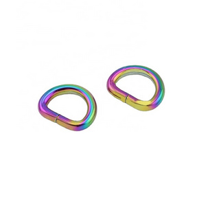 Nolvo World 13*10mm 1/2" Iridescent rainbow Metal Bag Walle Opening D-Ring,Iridescent Rainbow 0.5" Purse D Rings Wholesale