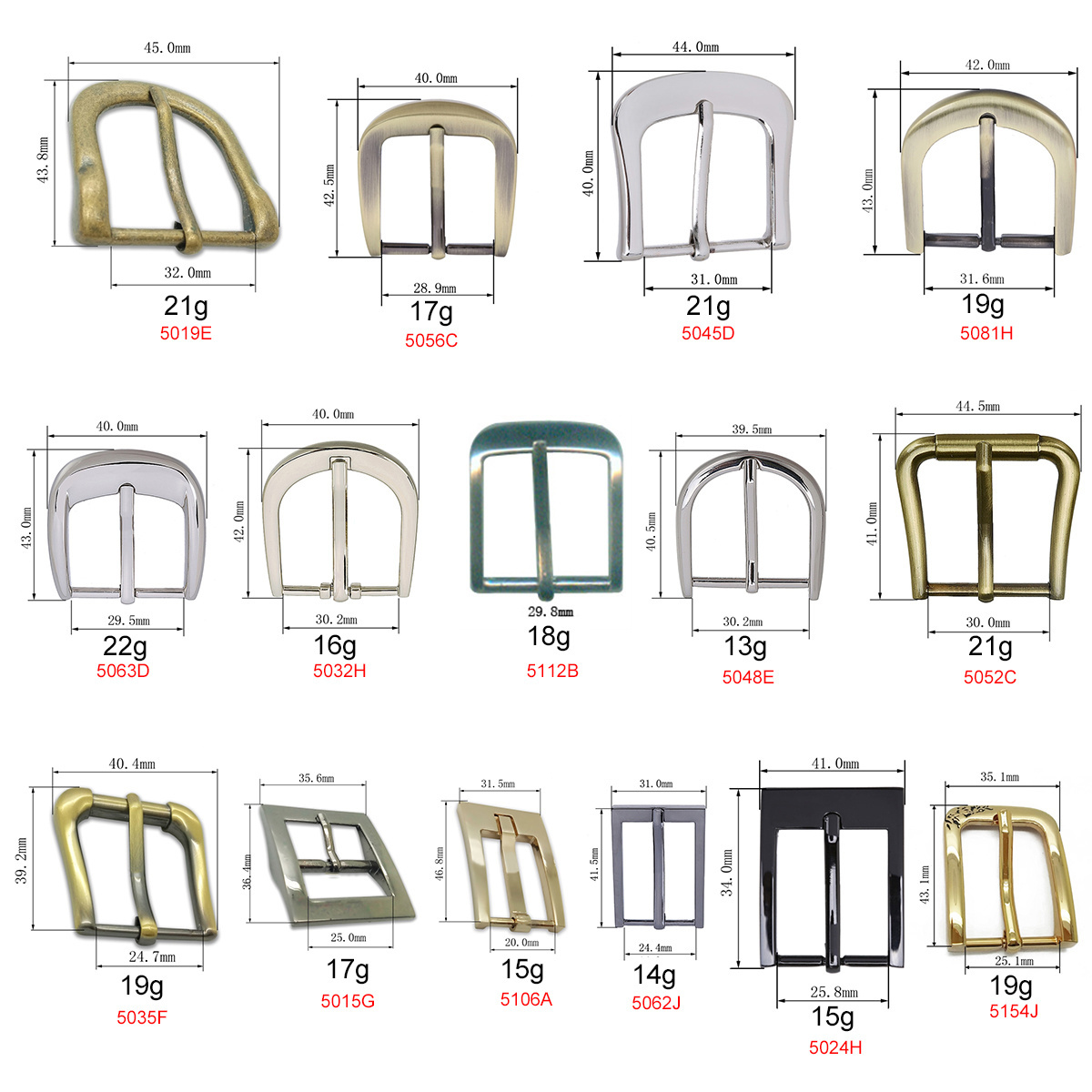 Nolvo World Metal 16mm 13mm Square Solid Brass Center Double Bar Buckle Belt Rectangular Pin Buckles For Sandal Shoes