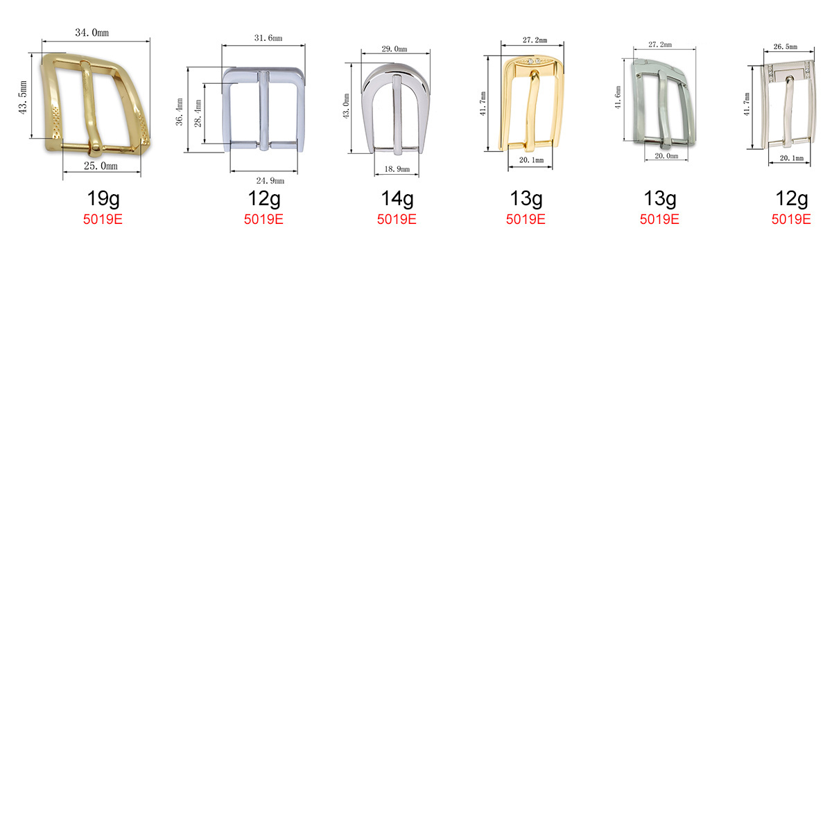 Nolvo World Metal 16mm 13mm Square Solid Brass Center Double Bar Buckle Belt Rectangular Pin Buckles For Sandal Shoes