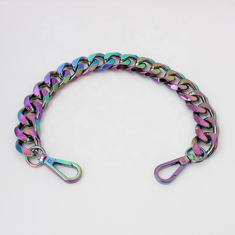 Decoration DIY Heavy Replacement Handbag Chains Rainbow Aluminum Metal Purse Chain Strap For Bag Chain