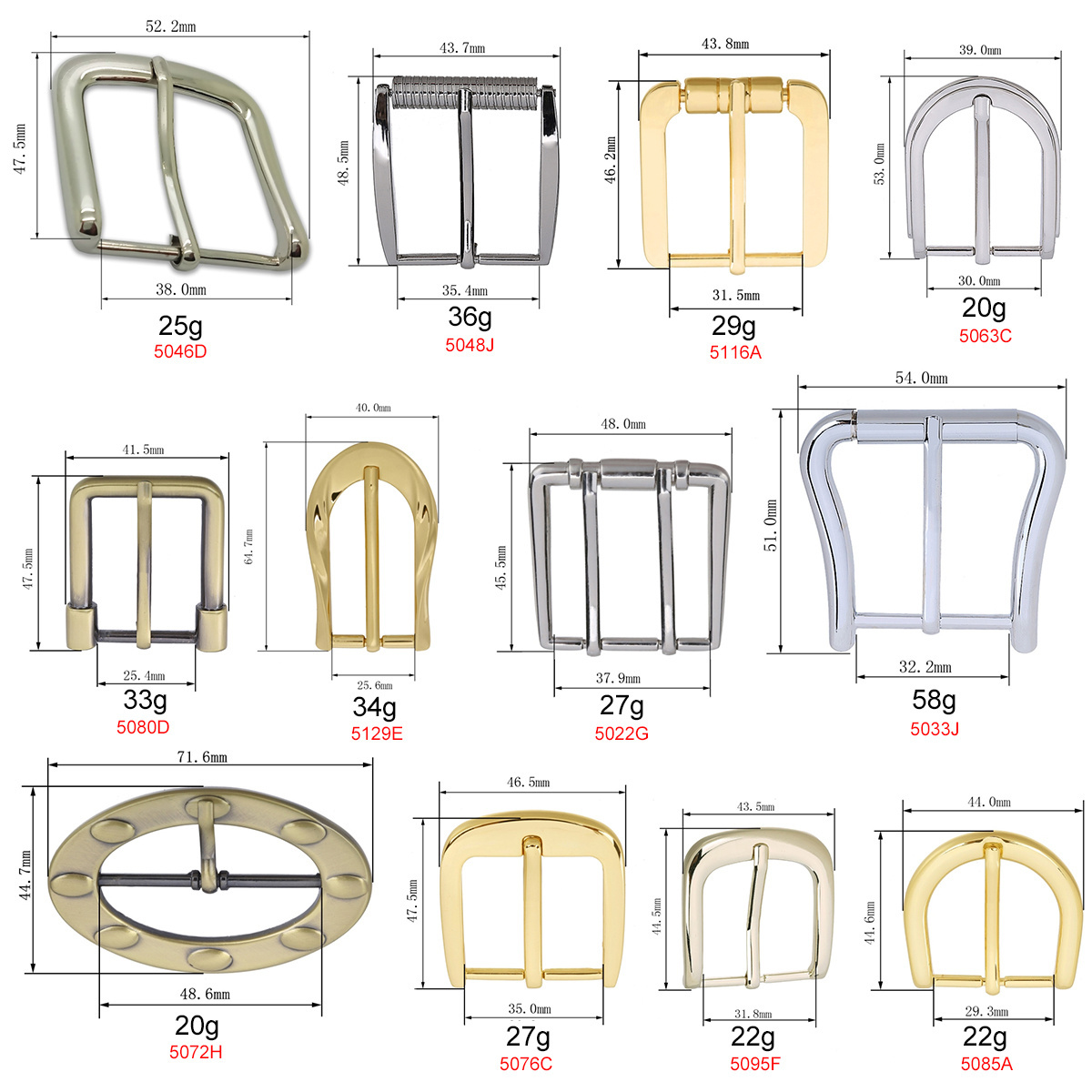 Nolvo World Metal 16mm 13mm Square Solid Brass Center Double Bar Buckle Belt Rectangular Pin Buckles For Sandal Shoes